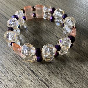 Purple and clear handmade bracelet